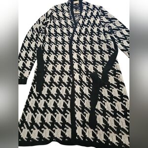 Black and White Houndstooth Cardigan The Limited Belted Knit Cardigan L